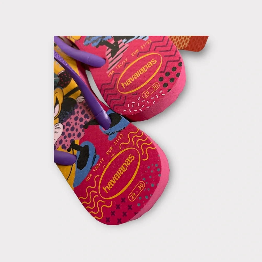 Havaianas x Disney Mickey & Minnie Mouse Pink & Yellow Flip Flops
